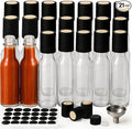 WERTIOO Hot Sauce Bottles 21-Pack 5oz Round Small Glass Bottles with Caps & Funnel - Reusable Mini Sauce Containers for Chili Oil, Vinegar, Gift Favors - Leakproof & Label-Ready