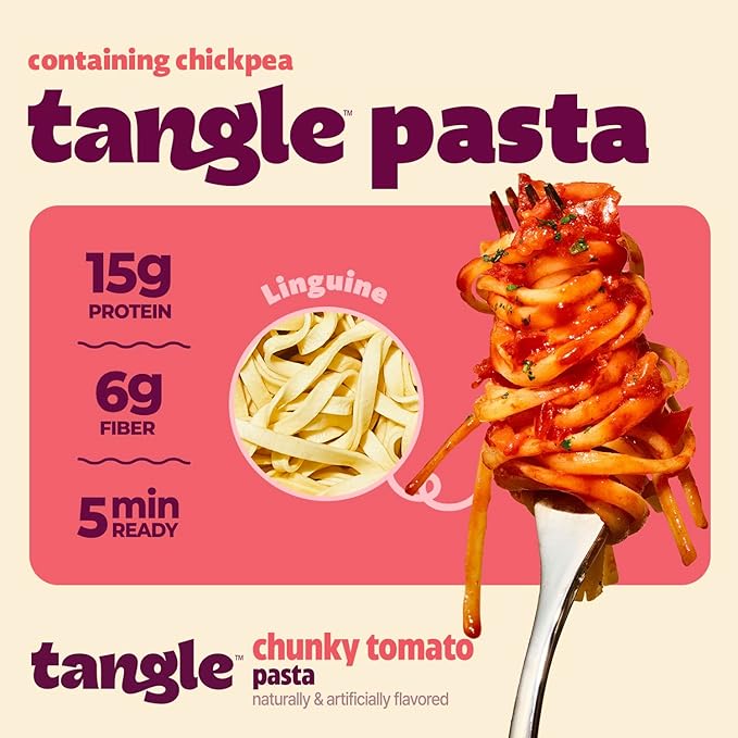 Samyang Tangle Chunky Tomato Linguine Savory Garlic and Onion Flavor Italian Inspired Sauce Air Dried Noodle Easy Cook Pasta 3.63 oz (Pack of 4)