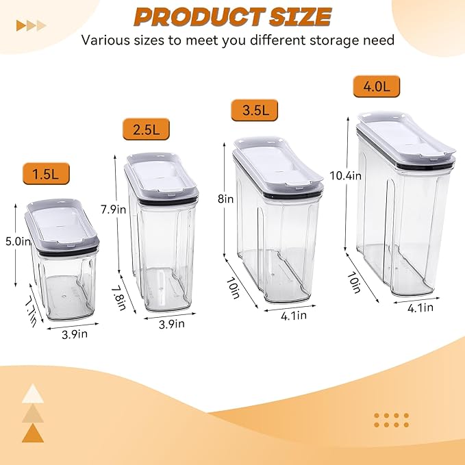Cereal Containers Storage Set, Airtight Food Storage Container with Lid 2.5L,2PCS BPA-FREE Plastic Pantry Organization Canisters for Rice Cereal Flour Sugar Dry Food in Kitchen…
