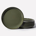 Pokini 8 Inch Ceramic Plates Set, Microwave Safe Plates, Kitchen Serving Dishes, Scratch Resistant and Dishwasher Safe, Blackish Green