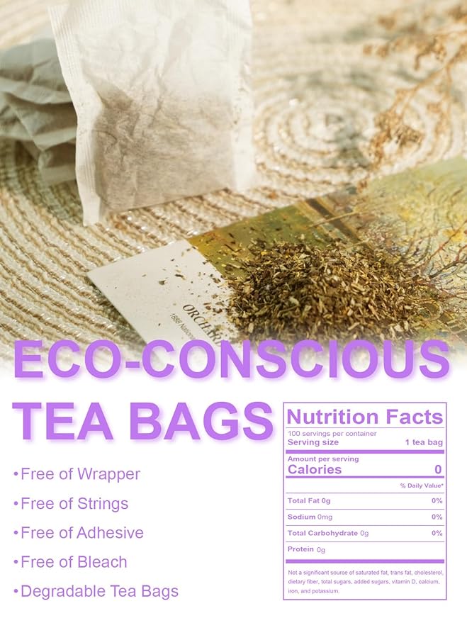 TeeLux Chamomile Lavender Tea Bags, Chamomile & Lavender & Lemon Balm Herbal Tea, Caffeine Free, Soothing & Delightful Aroma, 100 Count