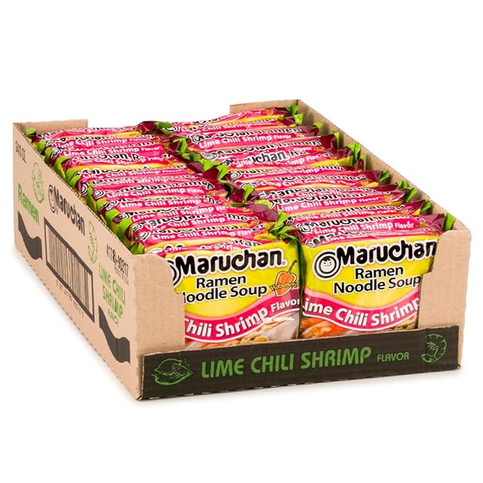 Maruchan Ramen Noodle Soup, Lime Chili Shrimp Flavor – Japanese-Style Instant Noodles, Quick & Easy Meal for Students & Busy Families – 3 Oz. (24 Pack)