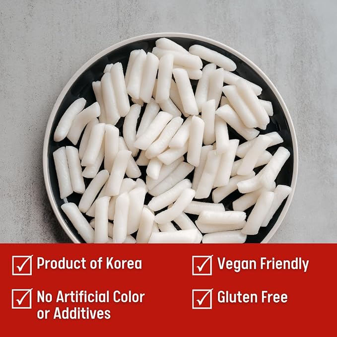 Korean Rice Cake Tteokbokki Stick – 3 Pack (3 Individual Package X 3 Pack) Vegan, Non-GMO, Gluten Free, Tteok Rice Cakes Food Pasta 21.16 oz Per Pack