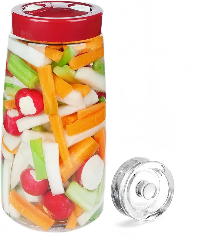 2.2 Liter Fermentation Jar, Fermenting Kit with Venting Valve Airlock and Fermenting Weight, Pickle Jar, Wide Mouth Glass Jar for Pickles, Kimchi, Sauerkraut, Mead, Kombucha, Sourdough