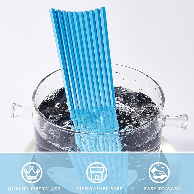 10 Pairs Fiberglass Chopsticks Non-Slip Tips, Dishwasher Safe & Reusable Japanese Korean Chopsticks for Sushi Ramen, 9.63 inch/24.5cm Chop Sticks for Family Restaurant - Blue