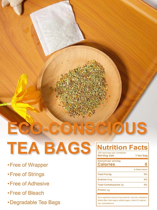 TeeLux Dandelion Herbal Tea, Roasted Dandelion Root with Peppermint, Milk Thistle, Turmeric, Licorice, Roasted Aroma, Smooth & Refreshing, 100 Count