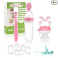 Baby Fruit Feeder Pacifier | Infant Food Feeder Pacifier & Baby Food Dispensing Spoon | Mesh Fresh Fruit Teethers for Babies | Infant Teething Feeders Shower Gifts for Boys and Girls(Blush)