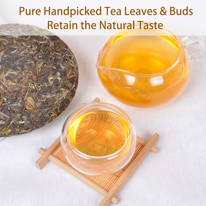 SANRAN Raw Pu-erh Tea Cake, Aged Yunnan Sheng Pu'erh Tea, 7.1oz/Pack