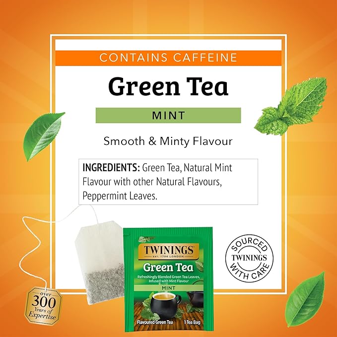 TWININGS TEA, TEA,GREEN,MINT 20 BAG