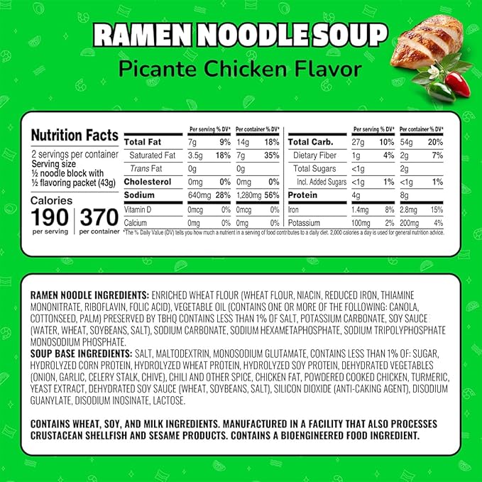 Maruchan Ramen Noodle Soup, Picante Chicken Flavor – Japanese-Style Instant Noodles, Quick & Easy Meal for Students & Busy Families – 3 Oz. (24 Pack)
