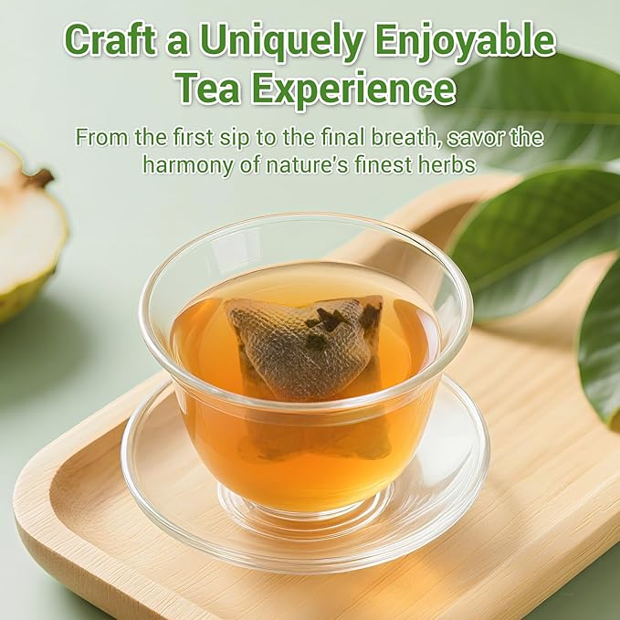 Soursop Leaves Tea Bags, Premium Soursop Graviola Leaves Herbal Tea, Pure & Natural Soursop Leaves for Digestion, Support Healthy Skin & Sleep, No Additives, Caffeine Free (100 Bags/2 Pack)