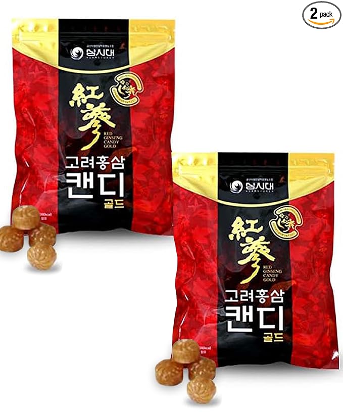 SamSiDae Korean Red Ginseng Candy Gold 300g x 2Pack - Smooth, Breath Refresher, Healthy Candy, Best Taste, Energy