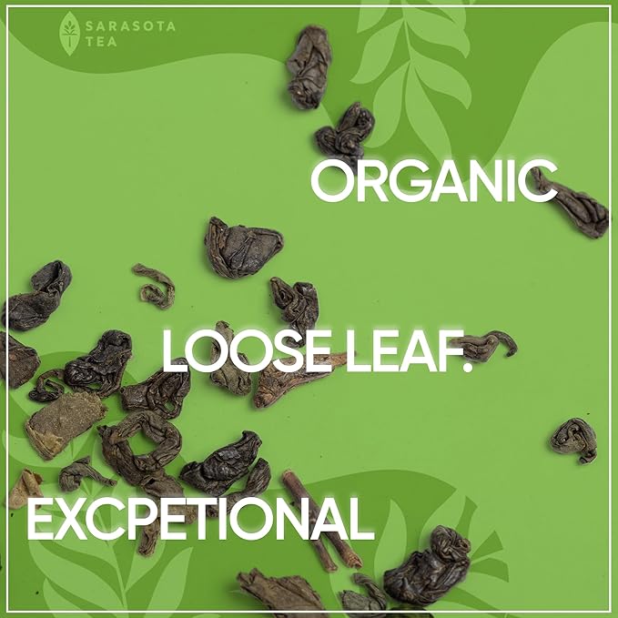 Organic Gunpowder Green Tea Loose Leaf, 1 lb Bulk Bag, USDA Organic Chinese Green Tea, Bold Earthy Flavor, Non-GMO