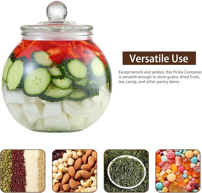Fermentation Jar, Kimchi Jar Containers, 2500ml Clear Glass Fermenting with Lid Large Pickling Jars, Fermentation Crock for Pickles Kimchi, Sauerkraut, Grains, Dried Fruits