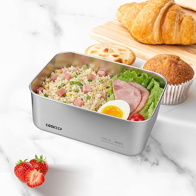 54oz/1600ml Stainless Steel Food Containers,Stainless Steel Containers with Lids,Snack Containers,Lunch Box,Easy Clean,Airtight & Leakproof for Kitchen Storage,Dishwasher Safe,BPA-Free