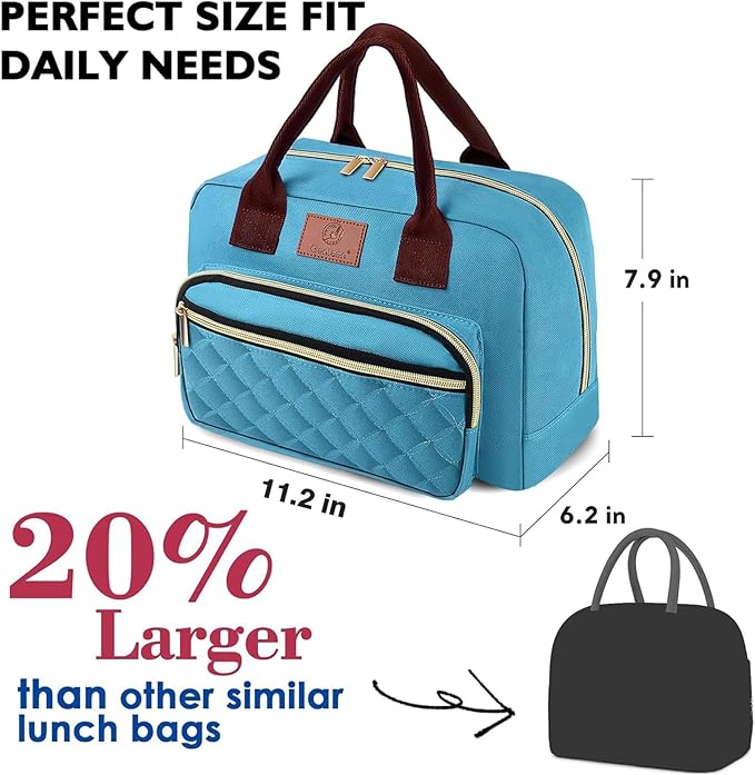 Genteen Lunch Bag for Women,Insulated Adult Lunch Boxes for Women, Reusable Cute Lunch Bags for Work,High Capacity Tote Lunchbox Cooler for Girls Office Travel Picnic School-Teal