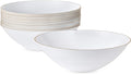 [16 OZ 10 Count] White Plastic Floral Design Party Soup bowls With Gold Rim Premium heavyweight Elegant Disposable Tableware Dishes