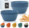 PYRMONT Large Salad Bowl 36 Oz Wheat Straw Bowls Set of 8 Alternative Plastic Bowls Reusable Dishwasher & Microwave Safe Unbreakable Bowls for Kitchen Large Mixing Bowls for Popcorn,Ramen-Blue