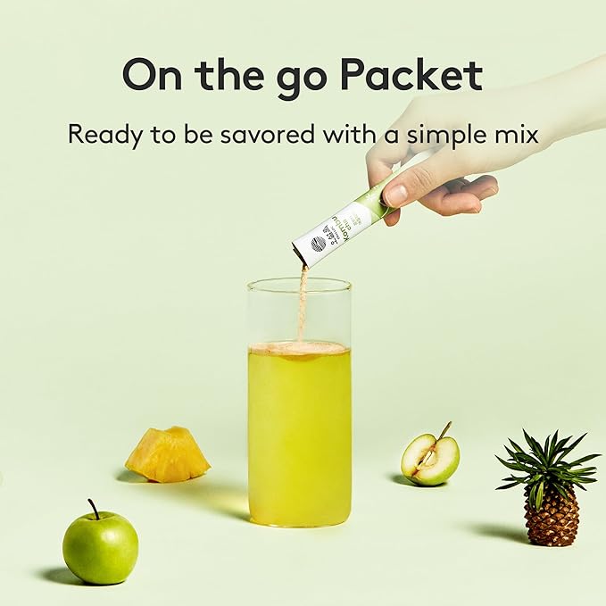 OSULLOC Kombucha Tea ApplePine (Pineapple & Apple), Sparkling Powdered Mix Beverage, No added sugar, 10 Sticks, 1.76oz