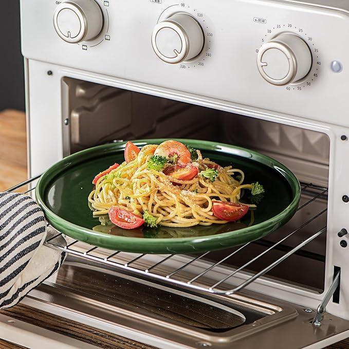 vicrays Ceramic Dinner Plates Set - Porcelain 10 Inch Flat Steak Pasta Pizza Plate Home Party Restaurant Plate Scratch Resistant Microwave Oven and Dishwasher Safe Set of 6 Green