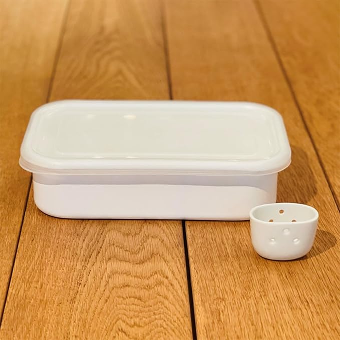 Nodahoro Bran Pickles, Komachi, Refrigerator, Storage Container, Lid, Drain and Drain Included, Olive Made in Japan