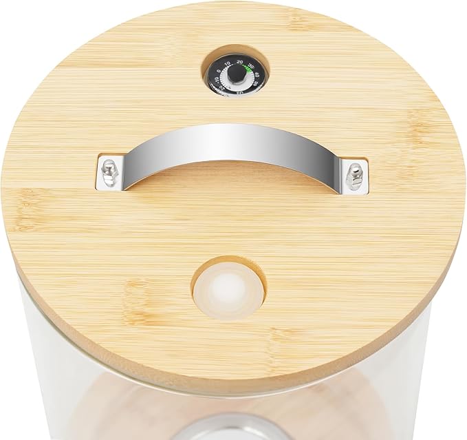 7.5L Glass Rice Dispenser, Cereal Container with Bamboo Stand, Large Airtight Food Storage Bin, Rice Organization Tank with Measuring Cup for Grain Coffee Beans Dry Food