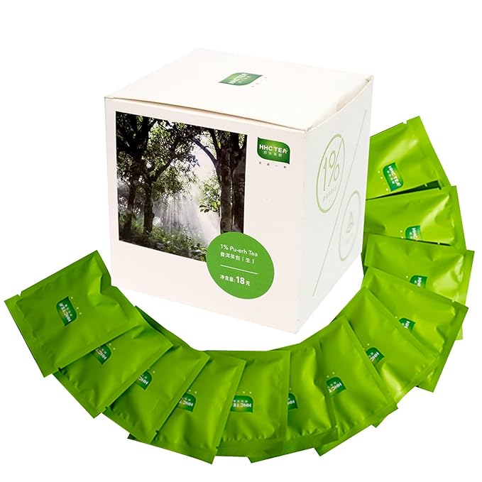 Organic Pu-erh Tea Bags, Raw (Uncooked) Chinese Yunnan Ancient Tree 2018 | 12 Individually Wrapped Tea Bags (1.5g Each) | Rich in Antioxidants, Natural Energy Boost | Daily Breakfast