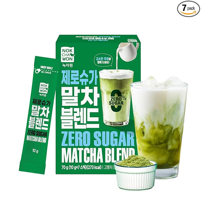 [Nokchawon] Sugar Free Matcha Green Tea Sticks (20 Count) - Instant Sweetened Powder Packets for Water Bottle - Zero Calorie Keto Friendly Energy for Travel and Office - 2.47 oz
