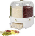 Rice Food Grain Dispenser, 6 Grids Rice & Grain Storage Container 360° Rotatable Grain Dispenser One-Button Pressing Storage Bucket for Grains Snacks Coffee Beans Pet Food Dispenser (13.2LBS)