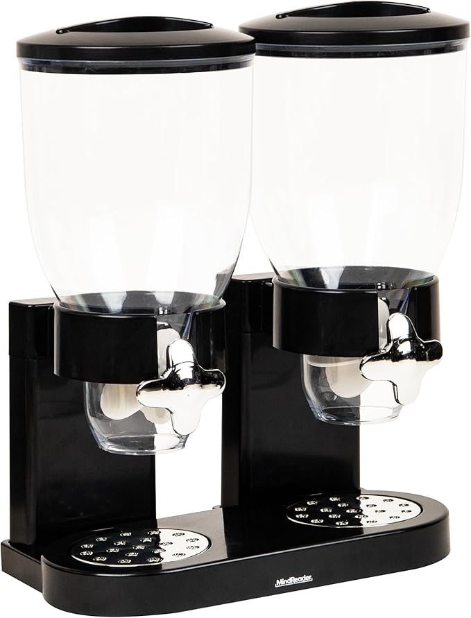 Mind Reader Double Dry Food Dispenser, 2 x 3.5L Countertop Containers for Cereal, Granola, Candy, Rice, and Coffee Beans
