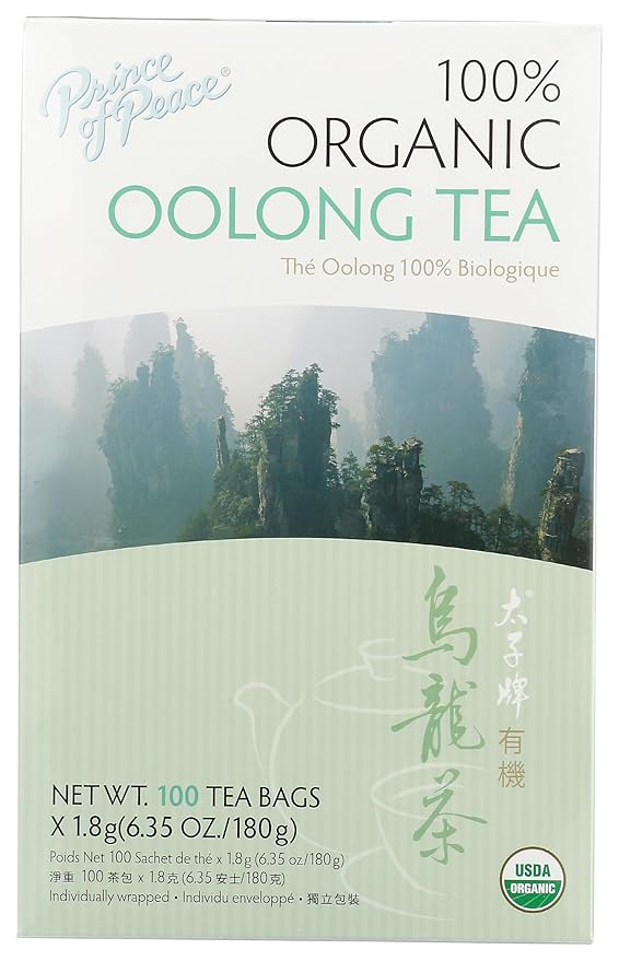 Prince of Peace Organic Oolong Tea, 100 Tea Bags – 100% Organic Black Tea – Unsweetened Black Tea – Lower Caffeine Alternative to Coffee – Herbal Health Benefits