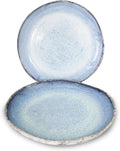 roro Rustic Coral Handmade Ceramic Stoneware Dinner Plates and Bowls, Reactive Blue Set of 2, Textured Finish (Coral, Dinner Plate)