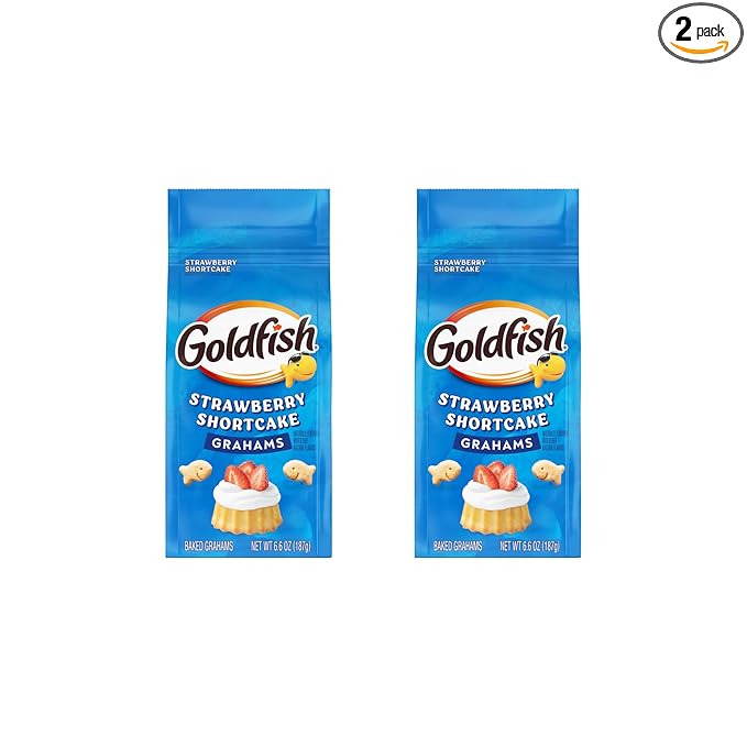 Goldfish Grahams Strawberry Shortcake Flavored Baked Snack Crackers, 6.6 Oz Bag (Pack of 2)