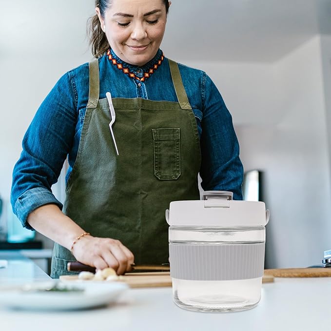 KICHOUSE Airtight Fermenting Jar 900ml Thickened Pickle Jar with Lid Gray Kitchen Vegetable Storage Container for Sauerkraut Kimchi and Multi-function Food Fermentation
