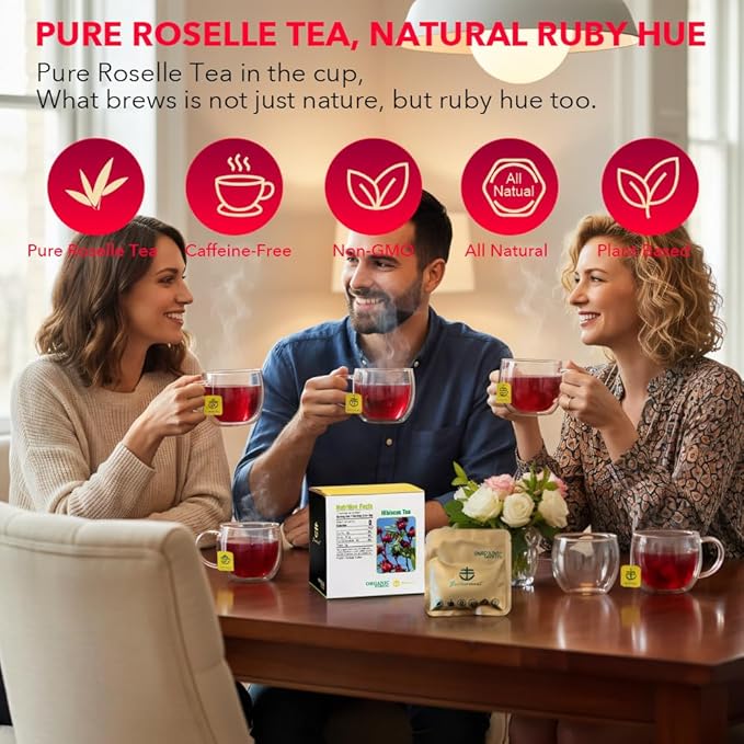 Soilmount - Roselle Tea - |Hibiscus Tea|Lou Shen Hua|洛神花|- Natural Herbal Drink | 18 Bags per Box, Refreshing & Delicious, Perfect for Daily Enjoyment
