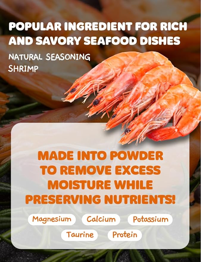 NICE WITCH'S Korean 100% Pure Natural Seasoning 8oz / 227g - Shrimp Powder, MSG Free, Authentic Thai & Southeast Asian Flavor, Pad Thai, Tom Yum Goong, Khao Pad 새우분말 (Shrimp)