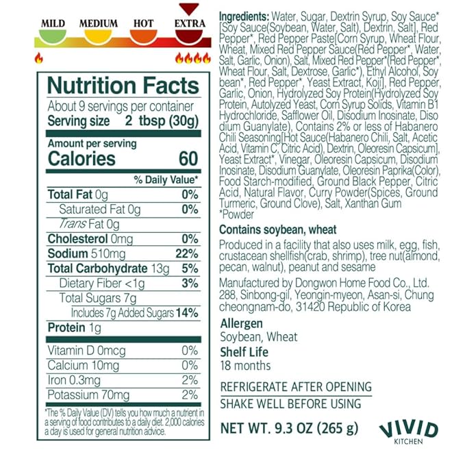 VIVID KITCHEN Fire Hot Sauce - Korean Fusion Extra Spicy Sauce - 8.6 oz Bottle - Bold Heat & Flavor - No MSG or Preservatives - Perfect for Topping, Grilling, Stir-Fry, Marinades & More
