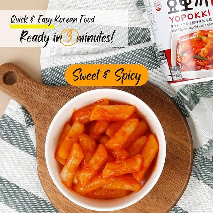 Yopokki Instant Tteokbokki Rice Cakes Korean, Sweet & Spicy Topokki Cup - Great with Cheese and Ramen Toppings, Korean Snacks for College Dorm, Korean Street Food Quick & Easy to Prepare, Pack of 2