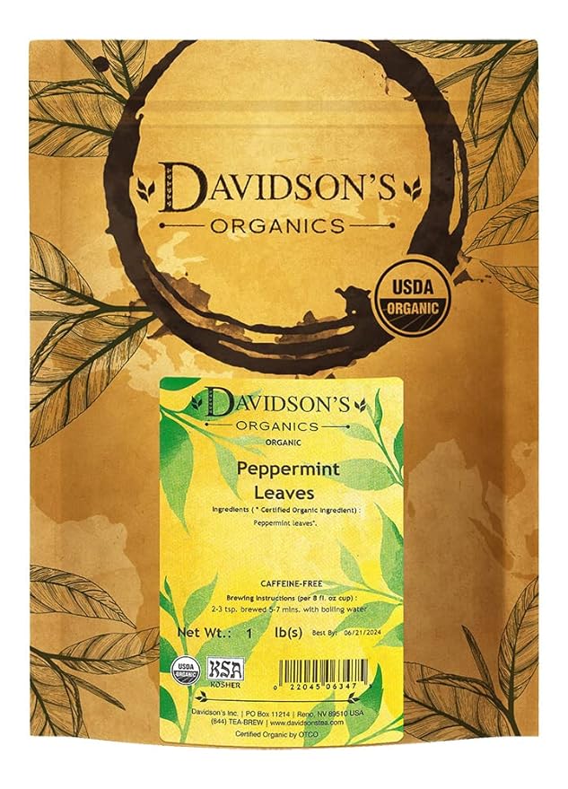 Davidson's Tea Bulk, Organic Peppermint Leaves, 16-Ounce Bag