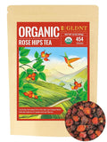 GLDNT Organic Rosehips Tea, Premium Dried Organic Rose Hips Tea Loose Leaf, Fruity Flavor and Aroma, Whole, Caffeine Free, 16oz