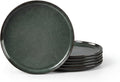 Herogo Ceramic 7.9 Inch Porcelain Dessert Plates Set of 6, Small Stoneware Dinner Plate Set, Double Reactive Glaze Large Dinnerware Plates for Kitchen, Microwave, Oven & Dishwasher Safe, Dark Green