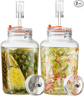 1 Gallon Fermentation Jars, 2 Pack Glass Fermentation Kit with Airlocks & Weights, Wide Mouth Fermenting Jars for Sauerkraut, Kimchi, Pickles, Mead & More