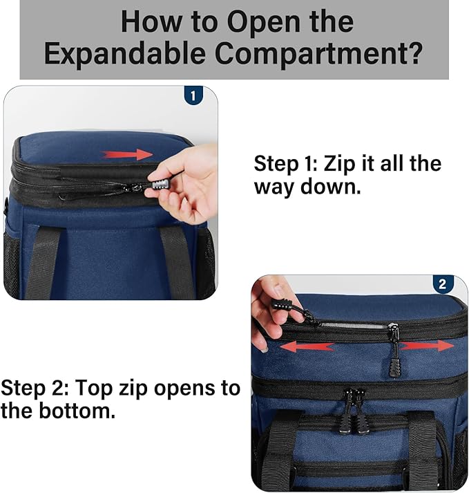 TENKIST Expandable Tactical Lunch Box, Large Insulated Lunch Cooler Bag Heavy Duty Leakproof Lunch Pail for Men Adults Work Office Outdoor Picnic Trips,16L,Blue