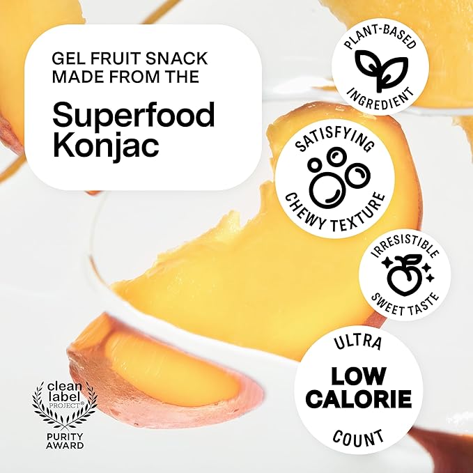 Dally Peach Drinkable Konjac Jelly 10 Pouches | Healthy 10-Calorie, Keto, Gluten Free, Sugar Free Korean Fruit Snack | Prebiotics & Postbiotics for Skin, Immune & Weight Management