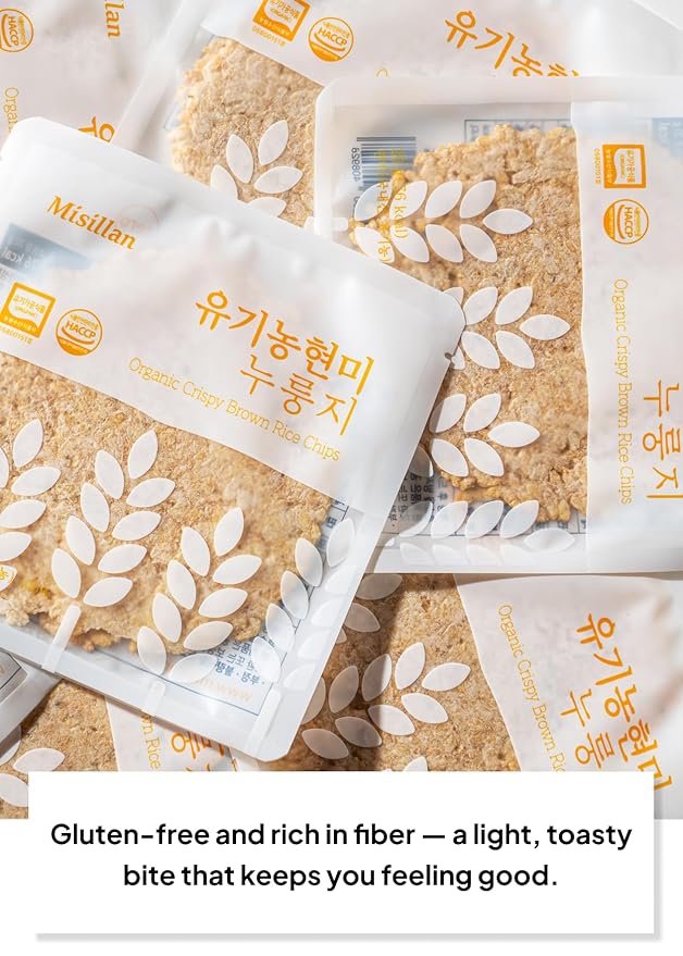 Korean Food Misillan Crispy Brown Rice Chips – Oven-Baked Korean Rice Snack, Light & Crunchy Texture, 10 Packs (0.7 oz Each, 7 oz Total)