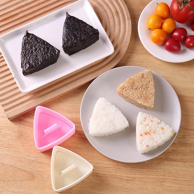 Onigiri Mold Triangle, 2 Pack Large Rice Ball Mold Sushi Makers, Japanese Rice Cooker Kit for Lunch Bento