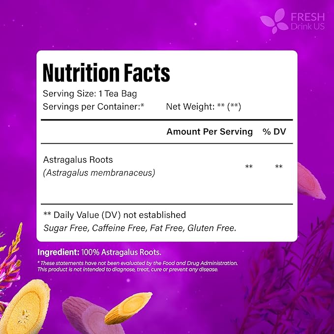 FreshDrinkUS, Premium 8oz Dried Astragalus Root Slices – 100% Natural Astragalus Root for Herbal Tea & Traditional Beverages – Natural, Clean Cut, No Additives. No Preservatives. Vegan