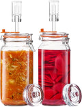 2L Wide Mouth Fermentation Jars, Pack of 2 Complete Fermenting Kit with Airlocks & Glass Weights for Sauerkraut, Kimchi & Pickles