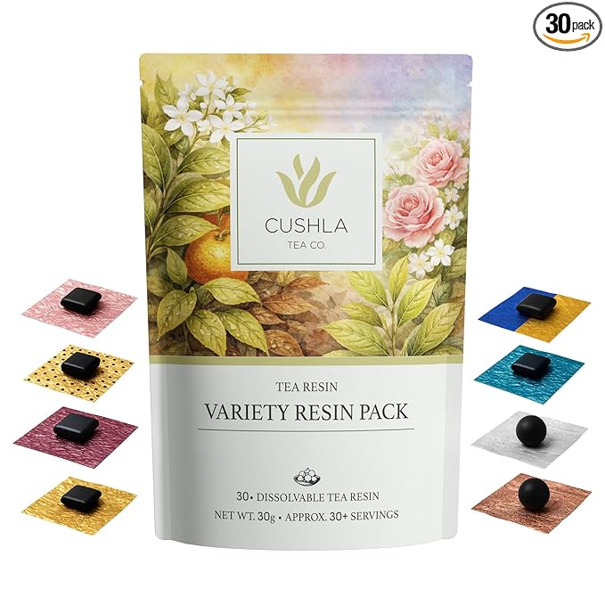 Pu-erh Tea Resin Variety Pack - Ripe Shu & Raw Sheng Puer from Yunnan | Instant Pu'er Tea | 30 Individually Wrapped Pieces