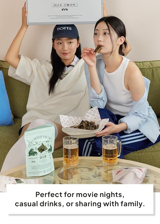 Korean Seaweed Nachos (Wasabi Flavor), 1.41oz (40g) – Healthy Asian Snacks, Low-Sugar, Gluten-Free, Non-GMO Crispy Seaweed Chips